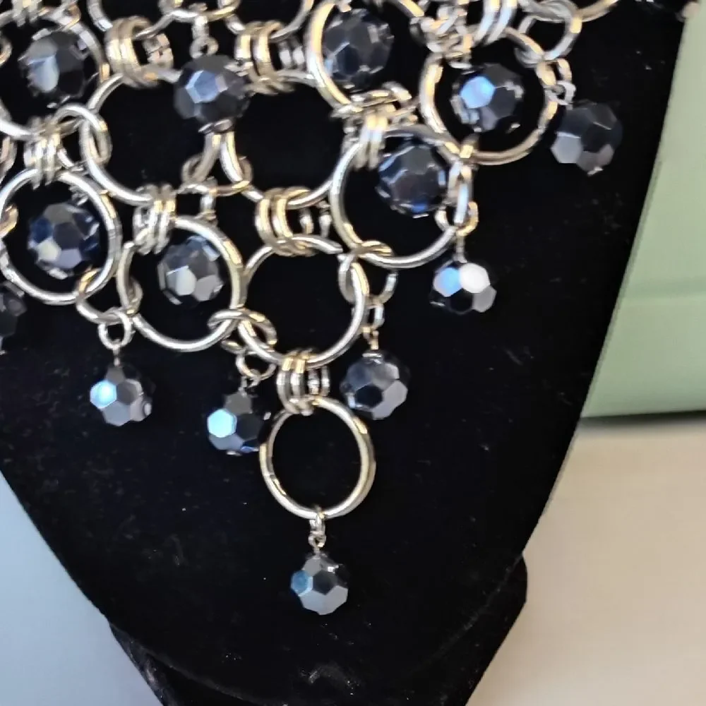 Cookie Lee Silver and Dark Blue Necklace - Picture 3 of 5
